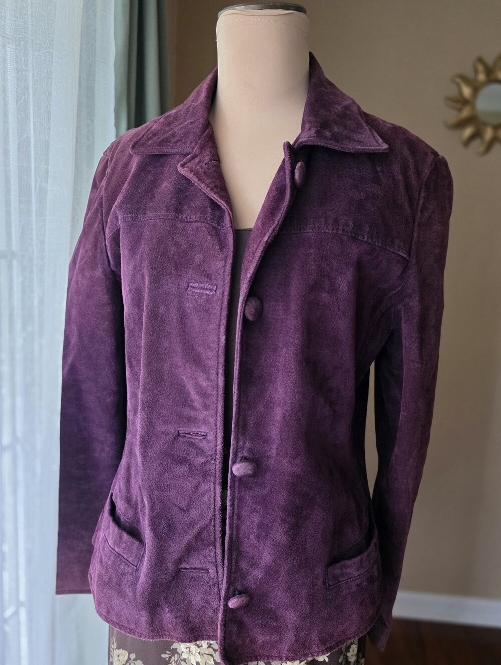 Vintage 90s Purple Suede Leather Jacket Jacqueline Ferrar Boho Whimsigoth M
